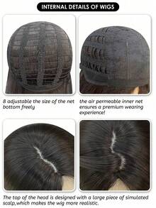 alicegarden 1 合成耐热。长自然波浪发，中心分假发，中等部分，棕色 26 英寸，日常自然、光滑、逼真的假发（不包括配件） - 黑色 - 查看 8