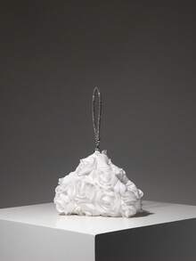 迷你手提包、伴娘包、碎花包、派对包、不对称设计包、派对配饰、优雅女士包、婚礼用品、女士礼物（图案随机） - 白色 - 查看 2