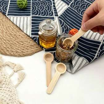 10pcs Small Wooden Spoons Mini Wooden Spoons Condiments Salt Spoons Nature Spoons Wood Honey Teaspoon Cooking Condiments Spoons Kitchen Cooking