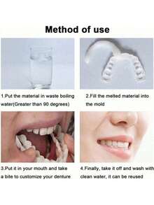 1 Set Of Comfortable & Snug Cosmetic Dentures, Includes Upper & Lower Teeth, Providing A Confident Smile Experience. The Veneers Dentures Bring A Radiant Smile. - Multicolor - View 4