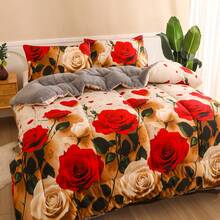 1件印花加厚毯，双面可用，柔软舒适 - 浪漫玫瑰 - 查看 14