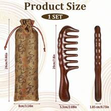 Sandalwood Wide Tooth Hair Comb, Thicken Wooden Wide Tooth Combs For Curls Large Natural Sandalwood Wood Comb With Storage Bag Wooden Hair Combs For Head Scalp Massage For Women Men-FUNALING - 1 - 查看 2