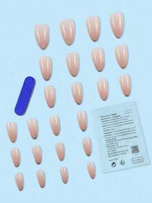 Beautify And Charm Yourself - 24pcs Short French Gradient Pink & White False Nails For Party, Dance, Daily Wear Press On Nails Nail Supplies - 粉紅色 2 - 查看 3