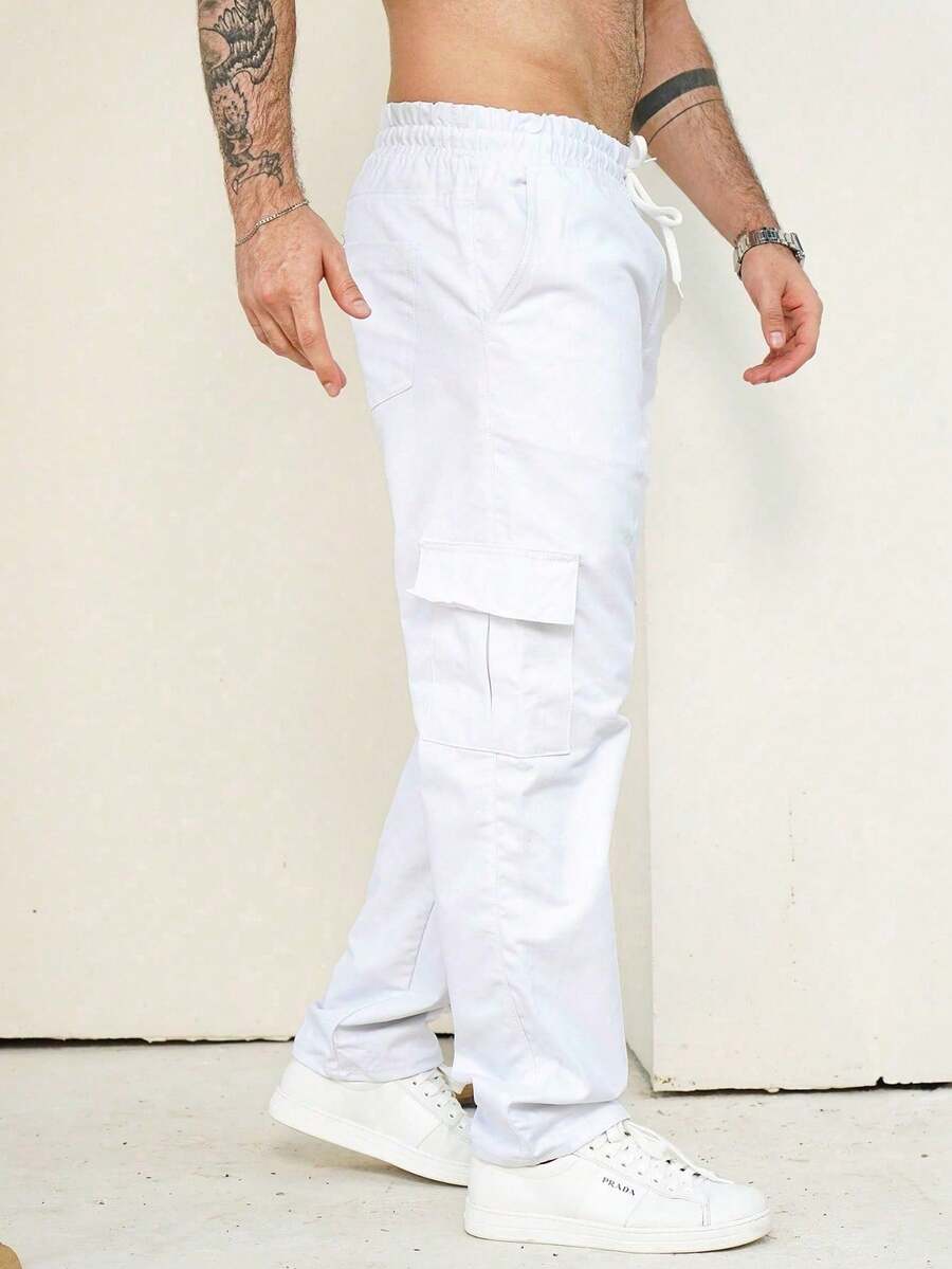 Unisex Skateboard Cargo Pants In Various Colors - White - View 1