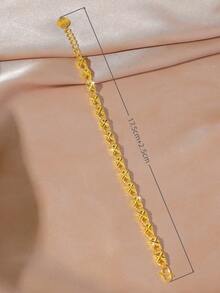 1 件优雅简约风格女士镀金心形手链，适合日常佩戴、派对、生日、节日、珠宝礼物 - 金黃色 - 查看 3