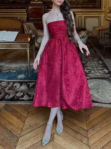 Elegant Romantic Backless Long Dress, Suitable For Party, Valentine's Day, Christmas - Red - View 4