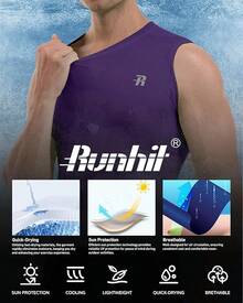 GYHSRunhit Sleeveless Compression Shirt Men Top Athletic Muscle Shirts Men - 紫色 - 查看 5