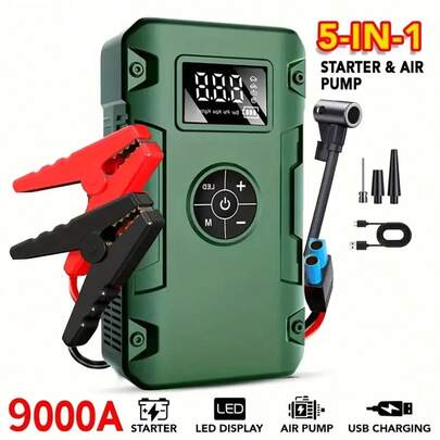 20000mAh 100w Bomba de inflación Multifunción Portable Jump Starter - Booster de energía de emergencia de la batería del coche de 12V, cargador del coche y arranque de la batería del vehículo