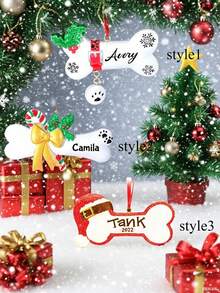 1 pezzo Decorazioni natalizie personalizzate - Decorazioni natalizie personalizzate a forma di osso per cani con nomi, decorazioni per alberi di Natale, decorazioni natalizie, regali di Natale per mamma, papà, animali domestici, amici, regali per donne, amicizia, decorazioni natalizie personalizzate per la famiglia