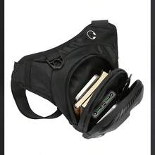 AD 1pc Black Tactical Knight Motorcycle Leg Bag Riding Bag Motorcycle Messenger Bag Men Waist Pack Delivery Crossbody Bag Waterproof - Black - View 7