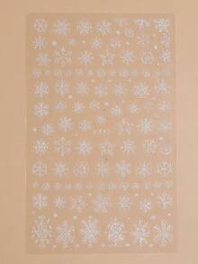 2片装闪亮白色雪花圣诞美甲贴纸，冬季雪景HOHO字母糖粉雪花美甲贴，圣诞新年美甲设计装饰，美甲用品 - 彩色 - 查看 6