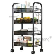Folding Trolley Cart Shelf Storage Rack Rolling Office Wheels Metal 3/4/5 Tier - Black - View 32