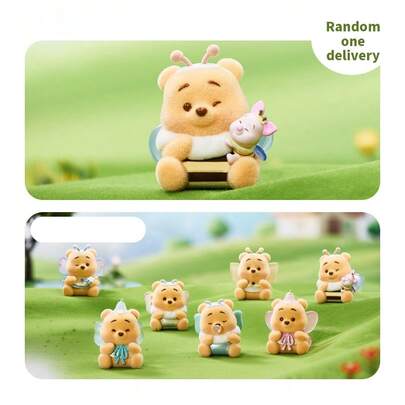 Miniso Disney Winnie The Pooh Butterfly Pooh Rest Series Blind Box Decoration: Shatter-Resistant , Engraved Butterfly Patterns, Pooh Leaning Sitting Shape, Living Room Display Cabinet/Desk Placement (1 PC Random Delivery)