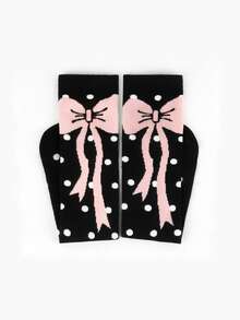 1/2/3/4/5 par skarpetek damskich do połowy łydki z kokardką, o prostym, ale eleganckim wzornictwie i właściwościach odprowadzania wilgoci. Delikatna kokardka zdobi kostkę, dodając odrobinę słodkiego uroku. Idealne na wiosnę i jesień. - Wielokolorowe - Zobacz 2