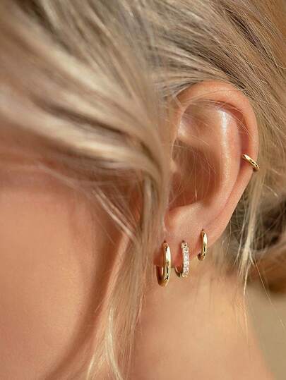 DAILI 4 pares de pendientes de aro pequeños dorados para cartílago para mujer, hipoalergénicos, pendientes huggie de cartílago de 14K, conjunto de joyería ligera para múltiples perforaciones, regalo