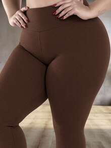 KIT 2 Plus Size Women's Leggings, Flannel, High Waist And Zero Transparency, From G1 To G5 - 棕灰色 - 查看 6