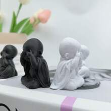 Bộ 3 tượng Thiền sư Ba nhà sư thông thái, Tượng Thiền sư thu nhỏ in 3D, "Không nhìn điều ác, không nghe điều ác, không nói điều ác", Tượng Phật giáo cổ điển sáng tạo, Thích hợp cho gia đình, văn phòng, trang trí phòng trà, phòng ngủ, văn phòng, đồ trang trí Phật hoạt hình trên ô tô, bể cá, bàn cà phê, cây cảnh, lý tưởng làm quà tặng năm mới và sinh nhật - Nhiều màu - Xem 7