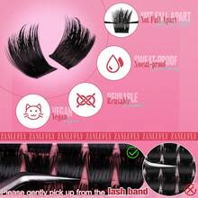 Zanlufly Volume Lash Clusters Spiky Eyelash Clusters 120 Pcs Thick Cluster Eyelash Extensions With Band 10-16mm Handmade Reusable Individual Eyelashes D Curly Lash Extension At Home - 貓眼 - 查看 6