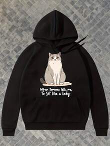 Mens Funny Cat Graphic Hoodie With When     Me To Sit   Slogan Black Retro   Fit Sweatshirt Long Sleeve Casual Pullover For Autumn Winter Humorous   For Men - 款式8 - 查看 1