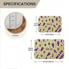 Mardi Gras Themed Doormat, Beige Burlap Texture With Purple Crawfish, Green Fleur-De-Lis, Black Handwritten 'Boula' Text, Yellow Purple Stripe, Perfect For Porch Entrance Decor - Nhiều màu - Xem 8