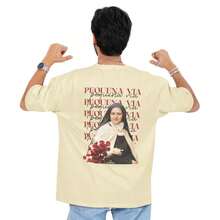 Santa Teresinha Unisex Cotton T-Shirt Comfort And Faith Unisex Blouse - 奶油色 - 查看 1