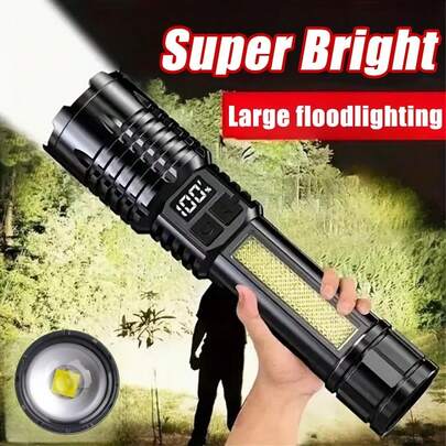 1个超亮可充电手电筒/泛光灯，适用于户外露营、钓鱼、狩猎、徒步旅行、探险和紧急情况。
