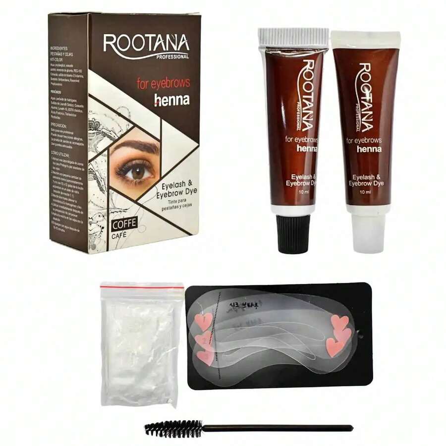 Kit Rootana Profesional – Henna Natural para Diseño de Cejas y Realce de Pestañas - Café integral - Ver 1