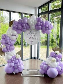 132pcs Purple Balloon Garland Arch Kit Elegant Wedding Balloons Engagement Decoration Baby Shower Adult Birthday Party Baptism Christening - As Picture - View 1