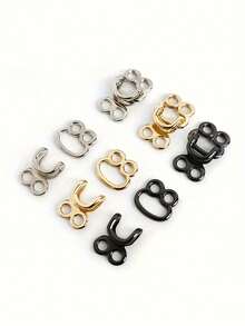 6颗金属合金隐形纽扣，固定扣，隐形钩眼扣，适用于外套、皮草夹克和牛仔裙 - 可调节腰钩，金色和黑色，缝纫用品，服装配饰|简约纽扣设计|耐用纽扣 - 彩色 - 查看 6