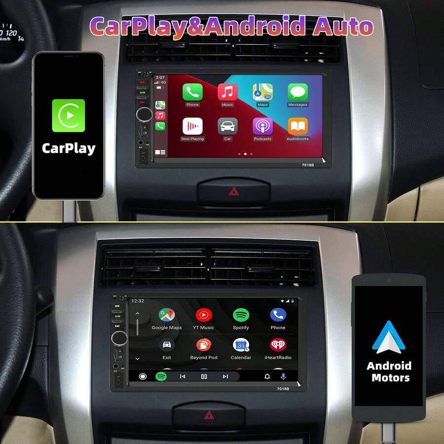 Radio para coche con Bluetooth y CarPlay de 7 pulgadas MP57018b7012b7010bMP4MP3, USB - Negro - Ver 1