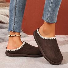 نعال نسائية كاجوال للخارج موديل 2025، لون أحادي ذو بطانة فرائية رجعية، للارتداء المنزلي في فصلي الخريف والشتاء