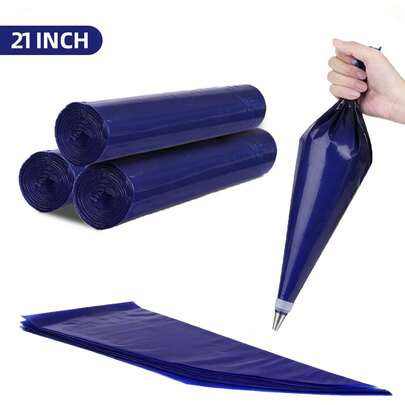 50 bolsas de pastelería desechables grandes, 1 rollo - 21 pulgadas Bolsas de glaseado extra grandes y gruesas, material no explosivo, agarre antideslizante para decorar galletas, magdalenas, postres y pasteles, suministros para fiestas, herramientas profesionales para decorar pasteles, accesorios de repostería