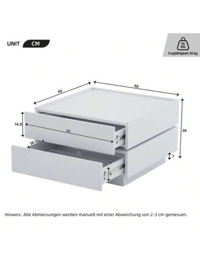 Functional Coffee Tafel The Living Room, 360° Rotatable, Rotating Tabletop Shelves Storage Space, Frame Room Side Pure White, 60*60*38 Cm view 3