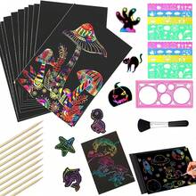FLOVAZO 120pcs hojas Scratch Multicolor Paper,18x13cm,Juego de Papel de Rascar arte Arcoíris con Bolígrafo y plantilla de dibujo,Scratching rainbow art crafts,dibujos de Graffiti Scratch boards - 1 - Ver 9