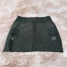 Women's Cargo Skirt With Star Rhinestone Shine - 軍綠色 - 查看 6
