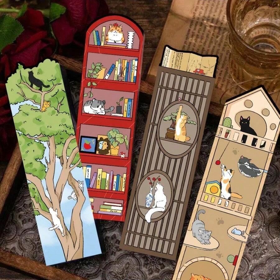 Cat World Bookmark Card Reading Laptop Luggage Waterproof Graduation Students Graffiti Stationery Pages Bookmarks - Multicolor - View 1