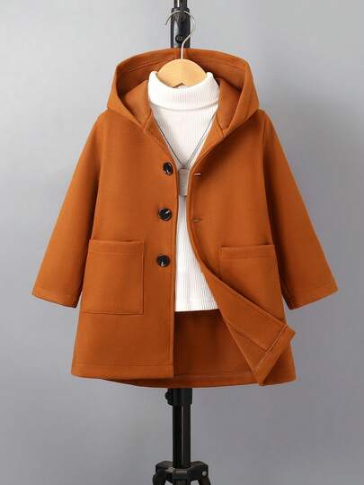 男童纯色休闲连帽长袖外套