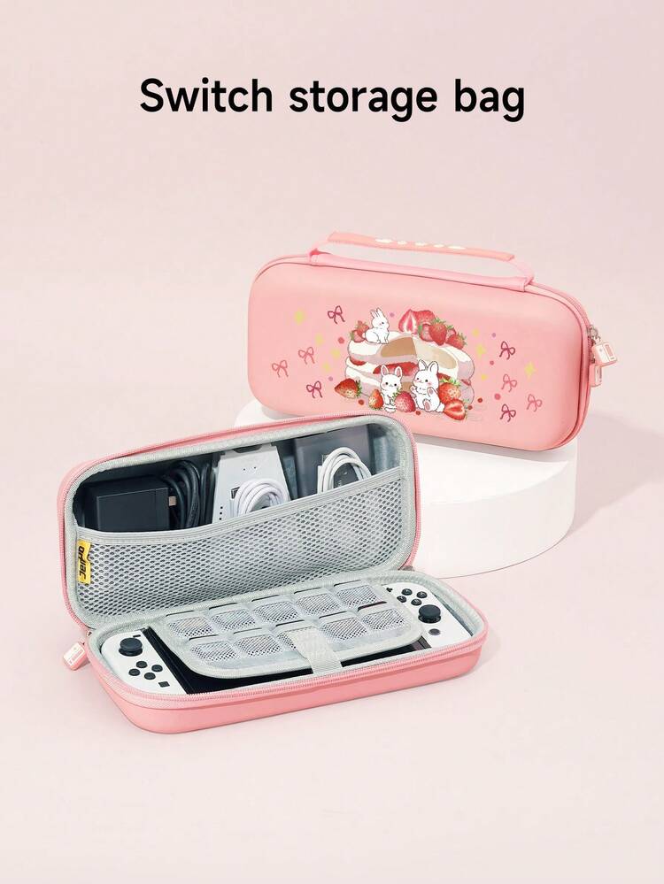 1pc Pink Bow & Strawberry Rabbit Design Protective Case/Game Card Holder/Dock Cover For Nintendo Switch2 (2025)/Switch/Switch OLED/Switch Lite, Compatible With Detachable Joy-Cons, Best Gift For Switch Gamers - Multicolor - View 15