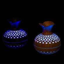 1pc Minimalist Floral Humidifier, 7-Color Hollow Creative Vase Shape, Light And Dark Wood Grain Colors, Suitable For Home, Bedroom, Living Room, Office, Car, USB Interface, Aromatherapy Mist Spray - Multicolor - View 6