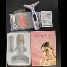 1个便携式可充电面部颈部按摩器,面部美容仪,电镀喷漆款式,女士专用,带加热和振动功能,4色灯光模式,3档强度调节,USB充电(内置500mAh锂电池),高品质低刺激ABS材质,便携式美容工具 | 直观操控 | 可充电按摩器 | 附赠心形面部刮痧板 | 礼品 - 彩色 - 查看 12