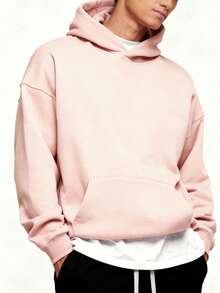 Men's Casual Sports Sweatshirt - Solid Color, Long Sleeve, Knit Fabric, H-Fit, For Hiking & Outdoor Activities, Polyester, Round Neck, Athletic Style Top For Fall/Winter Season