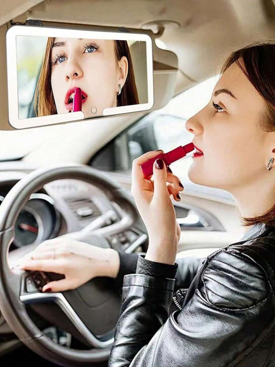 Rechargeable Car Sun Visor Vanity Mirror With Light, 3 Dimmable Modes & Touch Control, Universal Makeup Mirror For Car Truck SUV. - A款 - 查看 1