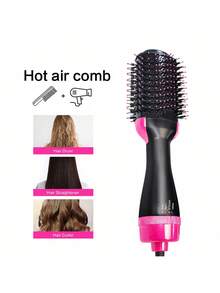1 Pc Multifunctional Hot Air Comb,4-In-1 Hot Air CombHair Dryer, For Hair Curler & Straightener, Puffy Hairstyling,One-Step Volumizer Hair Dryer And Styler,Less Frizz, More Shine And Less Heat Damage For Salon-Style Blowouts Black/Pink - US A Type Plug(110-127V) - View 8