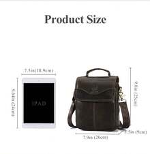 Men's Genuine Leather Crossbody Bag, Top Layer Cowhide Crossbody Bag, Large Capacity Crossbody Bag With Adjustable And Detachable Wide Shoulder Strap - 灰色 - 查看 2