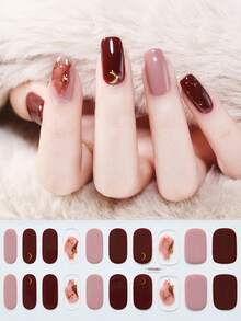 20片春夏免烤全固化凝胶美甲贴纸，斋月新月美甲贴纸，奢华箔纸美甲贴纸，格子美甲贴纸，治愈粉色按压式美甲贴，红色按压式美甲贴，蓝色美甲贴，哥特美甲贴，豹纹美甲贴，黑色美甲贴，奶茶咖啡美甲贴，棕色美甲贴，橙色美甲贴，焦糖奶茶治愈色美甲贴纸套装，易撕易贴，无需UV固化，适合女性和女孩DIY美甲装饰贴纸，自粘式美甲贴纸，沙龙品质 - 彩色 - 查看 5