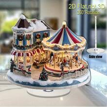 2D Scena natalizia piatta in acrilico rotante - Raffigurante Babbo Natale, pupazzo di neve e carrozza in un paesaggio invernale illuminato - Base rotante a 360°, statua da collezione durevole senza alimentazione elettrica per casa, ufficio, camino o feste - Decorazione festiva ideale perOgnissanti Halloween, con luci scintillanti e dettagli innevati - Multicolore - Visualizzare 6