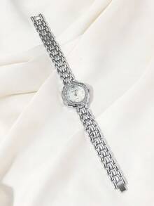 CARYINO Unique Niche Design Rhinestone Dial Classic Fashion Strap, Elegant Gold & Silver Color Women's Wrist Watch, Suitable For Daily Wear, Holiday Gift, Fashion Accessory