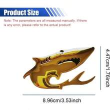 2PCS 3D Shark Metal Car Emblem Sticker Decal - 3.5*1. Cool Fish Nameplate Sticker Auto Body Badge Decal, Car Fenders Bumper Stickers SUV Motorcycle Truck Window Laptop DecorationSilver - Vàng - Xem 2