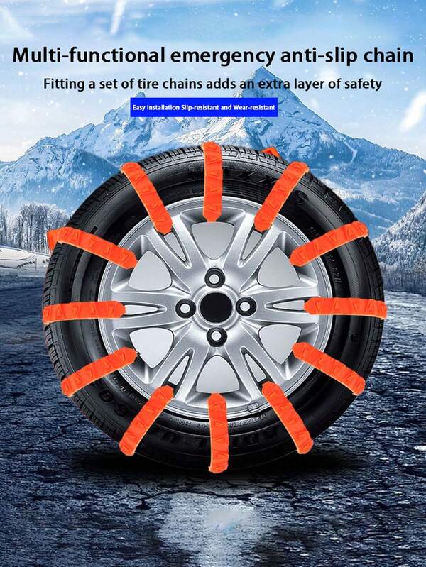 6 قطع سلاسل مانعة للانزلاق للطوارئ، لاستخدام مرة واحدة للسيارات والدراجات الثلاثية والدراجات النارية في الطقس الثلجي، أمان مضاد للانزلاق