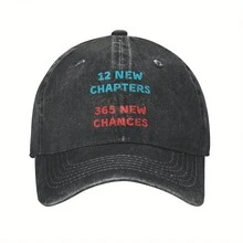 New Year 12 New Chapters 365 Opportunities Inspirational Fun Baseball Cap Men And Women Running Hippie Baseball Cap - Khaki - View 1